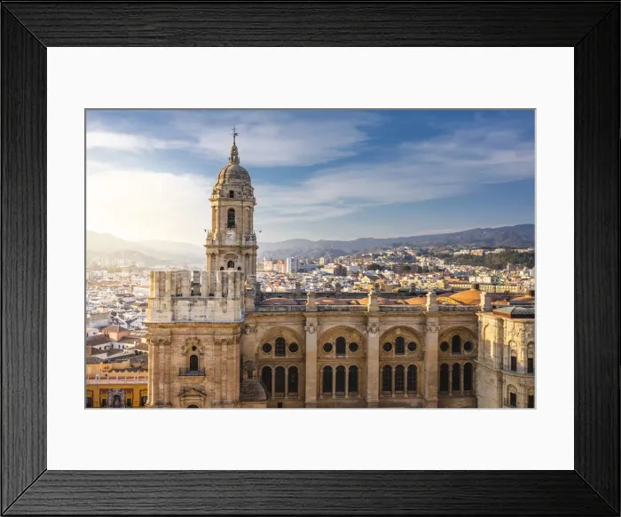 Framed Print : Elevated view of Malaga old town, Andalusia, Spain Framed Print : Elevated view of Malaga old town, Andalusia, Spain