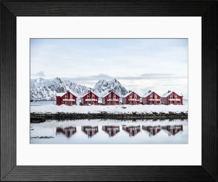 Framed Print : Red houses in Svolvaer, Lofoten Islands, Nordland, Norway Framed Print : Red houses in Svolvaer, Lofoten Islands, Nordland, Norway