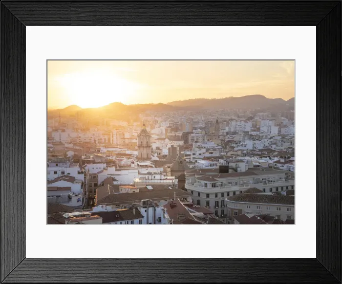 Framed Print : Elevated view of Malaga old town, Andalusia, Spain Framed Print : Elevated view of Malaga old town, Andalusia, Spain