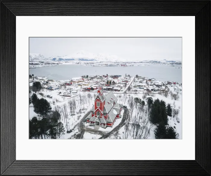 Framed Print : Elevated view of Leknes church, Leknes, Lofoten Islands, Nordland, Norway Framed Print : Elevated view of Leknes church, Leknes, Lofoten Islands, Nordland, Norway