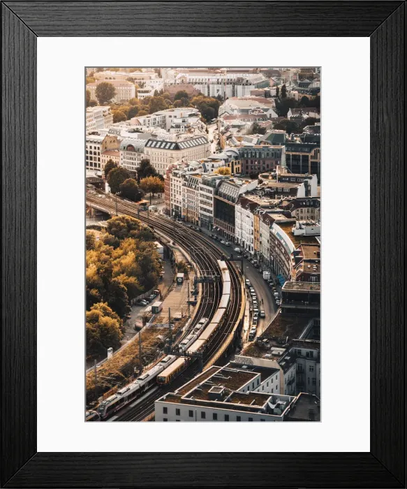 Framed Print : High view of railways near Alexanderplatz in Berlin, Germany Framed Print : High view of railways near Alexanderplatz in Berlin, Germany