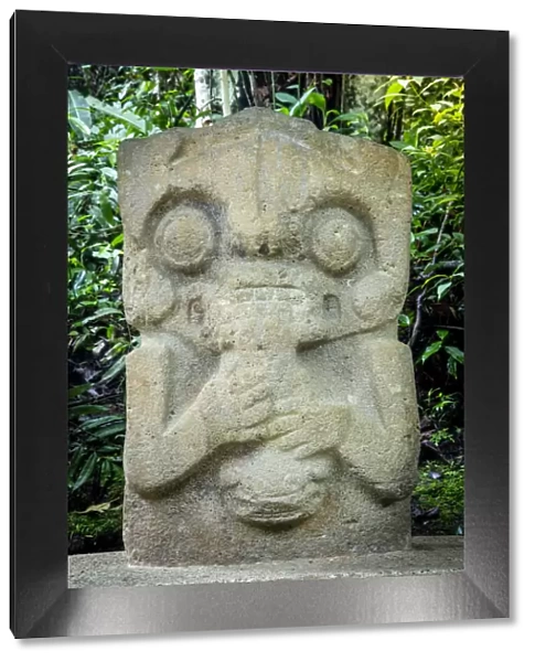 Colombia, Huila, San Agustin. A pre-Colombian jaguar-man figure in San Agustin