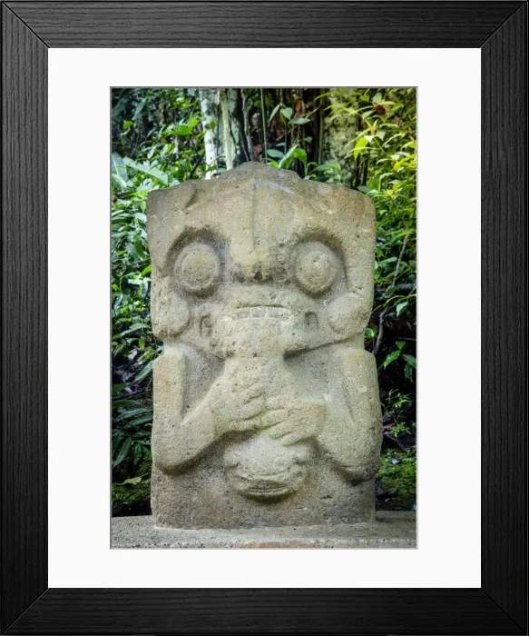 Framed Print : Colombia, Huila, San Agustin. A pre-Colombian jaguar-man figure in San Agustin Framed Print : Colombia, Huila, San Agustin. A pre-Colombian jaguar-man figure in San Agustin