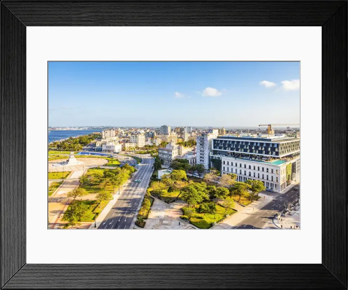 Framed Print : Elevated view of Parque Antonio Maceo and Havana from the Malecon, La Habana Province Framed Print : Elevated view of Parque Antonio Maceo and Havana from the Malecon, La Habana Province