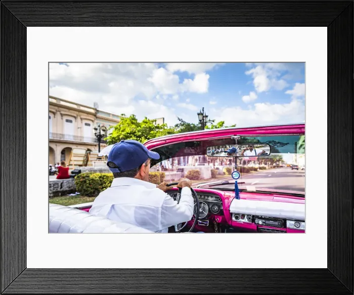 Framed Print : A man driving a classic car in Centro Habana District, Havana, Cuba Framed Print : A man driving a classic car in Centro Habana District, Havana, Cuba