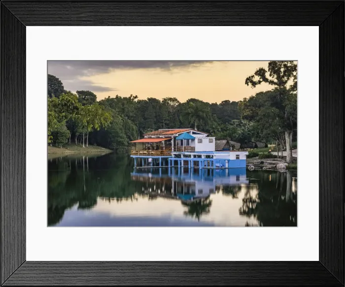 Framed Print : Casa de Botes restaurant at sunset, Las Terrazas, Artemisa Province, Cuba Framed Print : Casa de Botes restaurant at sunset, Las Terrazas, Artemisa Province, Cuba
