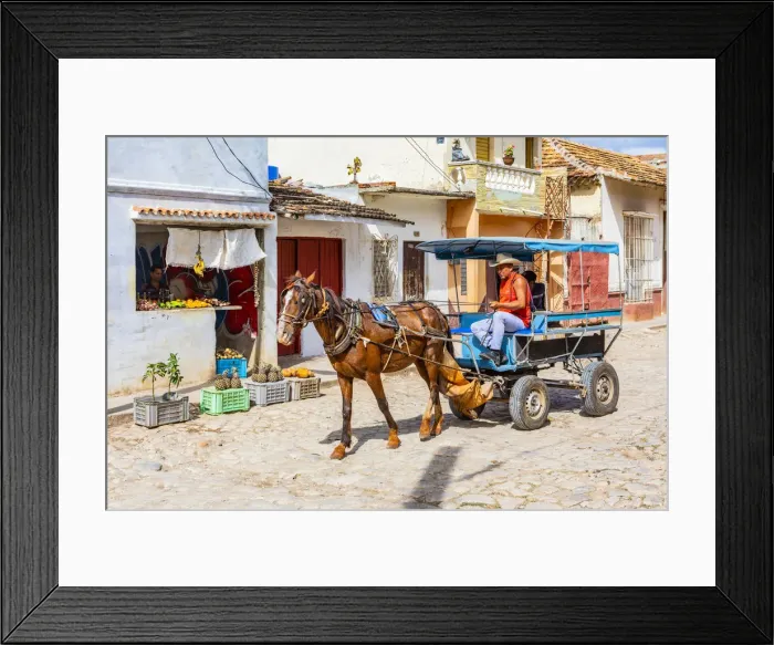 Framed Print : A horse and carriage in a street in Trinidad, Sancti Spiritus, Cuba Framed Print : A horse and carriage in a street in Trinidad, Sancti Spiritus, Cuba