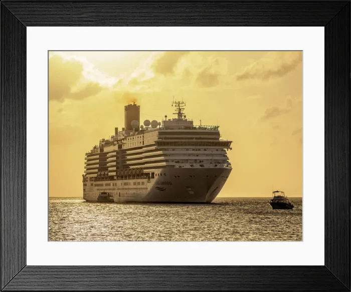 Framed Print : Cruise Ship by the coast of George Town, Grand Cayman, Cayman Islands Framed Print : Cruise Ship by the coast of George Town, Grand Cayman, Cayman Islands