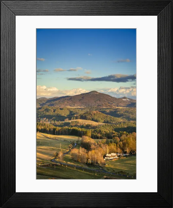 Framed Print : Studeny vrch taken from Zamecky vrch hill against sky, Vysoka Lipa, Jetrichovice