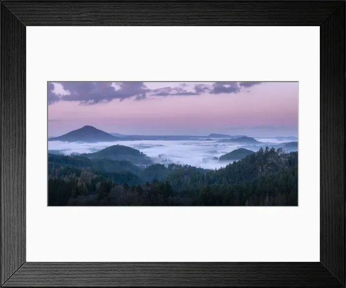 Framed Print : Ruzovsky vrch hill around fog and Jetrichovice at sunrise, Rynartice, Jetrichovice Framed Print : Ruzovsky vrch hill around fog and Jetrichovice at sunrise, Rynartice, Jetrichovice