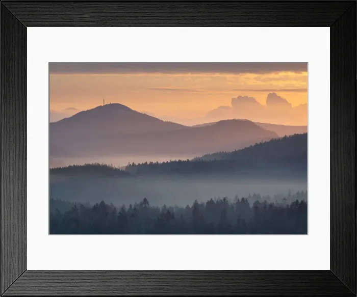 Framed Print : View of Jedlova mountain in Lusatian mountains, Rynartice, Jetrichovice, Okres Decin Framed Print : View of Jedlova mountain in Lusatian mountains, Rynartice, Jetrichovice, Okres Decin
