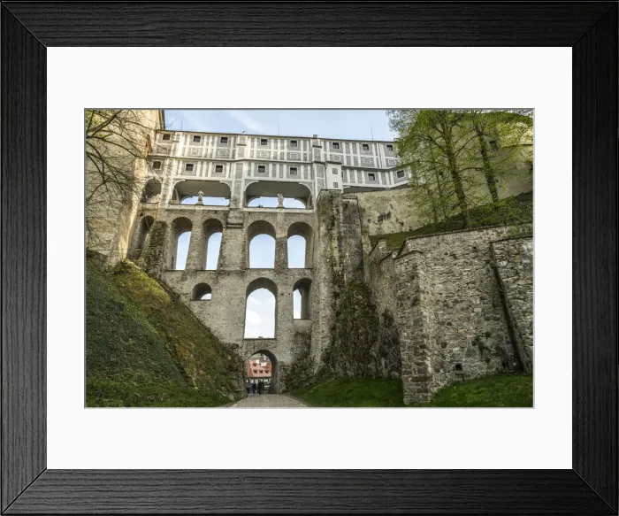 Framed Print : Low angle view of historic Cloak bridge, Cesky Krumlov, South Bohemian Region, Czech Republic Framed Print : Low angle view of historic Cloak bridge, Cesky Krumlov, South Bohemian Region, Czech Republic