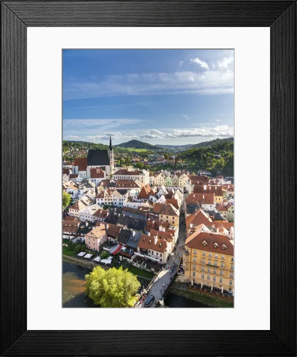 Framed Print : Historic center of Cesky Krumlov as seen from the Castle Tower, Cesky Krumlov, South Bohemian Region, Czech Republic Framed Print : Historic center of Cesky Krumlov as seen from the Castle Tower, Cesky Krumlov, South Bohemian Region, Czech Republic