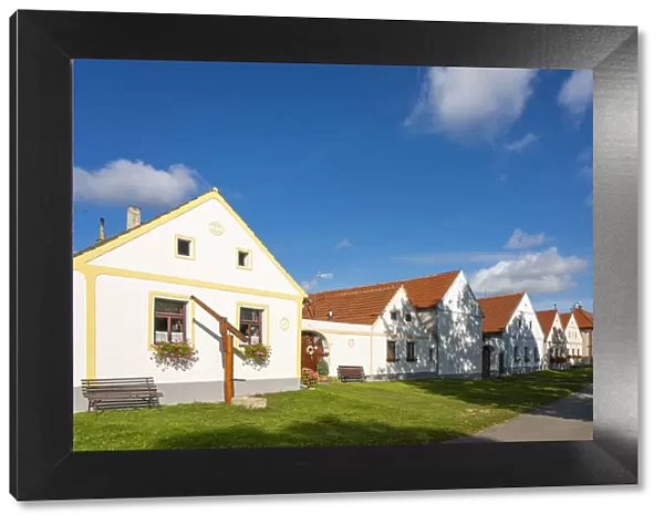 Historical houses at Holasovice Historal Village Reservation. They represent rural baroque style, UNESCO, Holasovice, South Bohemian Region, Czech Republic