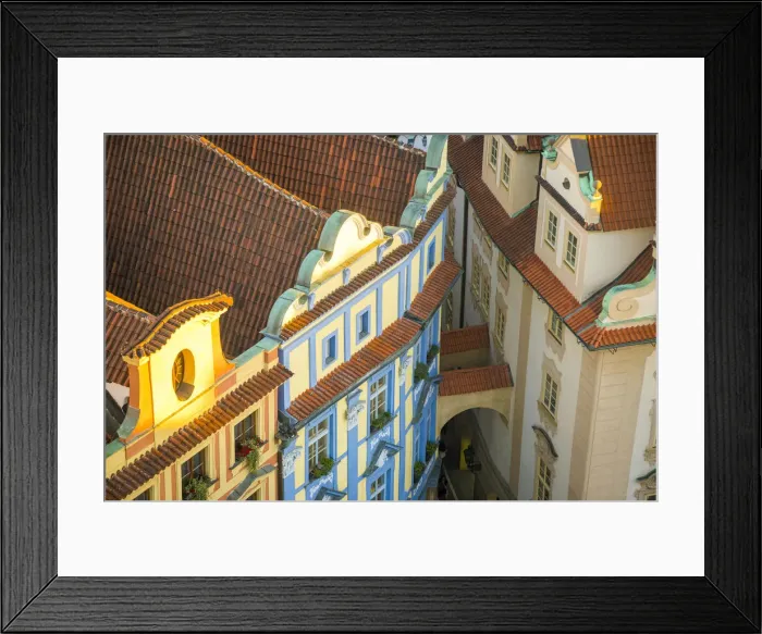 Framed Print : Elevated view of baroque house (Dum na Kamenci) at Old Town Square, Prague, Bohemia Framed Print : Elevated view of baroque house (Dum na Kamenci) at Old Town Square, Prague, Bohemia