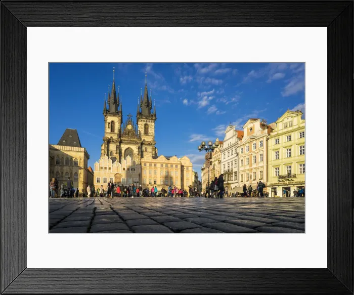 Framed Print : Tourists at famous Church of our lady before Tyn, Old Town of Prague, Prague, Bohemia
