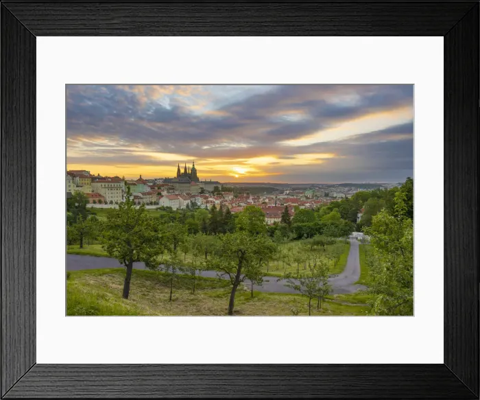 Framed Print : Prague castle in city against cloudy sky at sunrise, Prague, Bohemia, Czech Republic Framed Print : Prague castle in city against cloudy sky at sunrise, Prague, Bohemia, Czech Republic