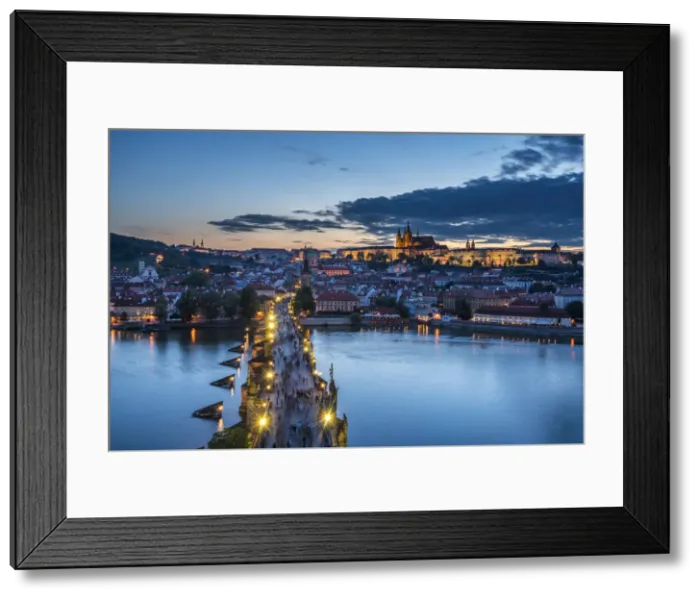 Framed Print : Scenic view of Charles Bridge and Prague Castle at night, Prague, Bohemia, Czech Republic Framed Print : Scenic view of Charles Bridge and Prague Castle at night, Prague, Bohemia, Czech Republic