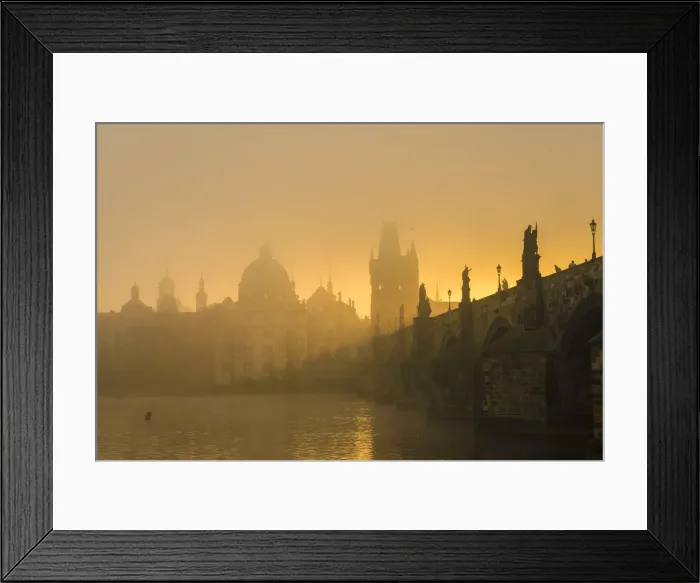 Framed Print : Charles Bridge with mist at sunrise, Prague, Bohemia, Czech Republic Framed Print : Charles Bridge with mist at sunrise, Prague, Bohemia, Czech Republic