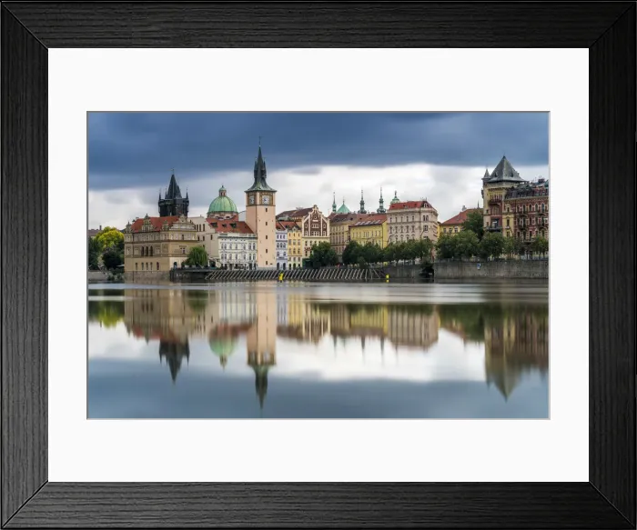 Framed Print : Reflection of Bedrich Smetana Museum and Old Town Waterworks at Smetanovo nabrezi, Prague Framed Print : Reflection of Bedrich Smetana Museum and Old Town Waterworks at Smetanovo nabrezi, Prague