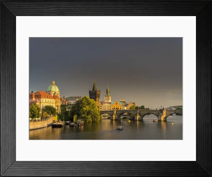 Framed Print : Charles Bridge and Church of Saint Francis of Assisi with Old Town Bridge Tower against Framed Print : Charles Bridge and Church of Saint Francis of Assisi with Old Town Bridge Tower against