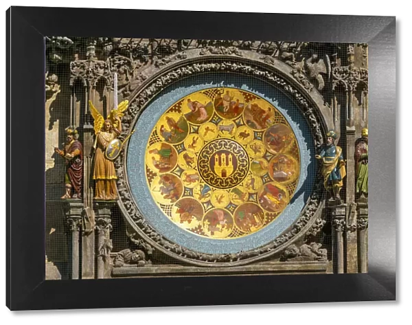 Calendar dial representing month on Astronomical clock at Old Town Square, Prague