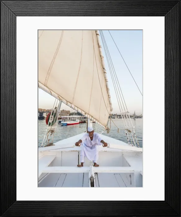 Framed Print : Nubian sailor on his felucca boat on the Nile River, Aswan, Upper Egypt, Egypt, Africa Framed Print : Nubian sailor on his felucca boat on the Nile River, Aswan, Upper Egypt, Egypt, Africa
