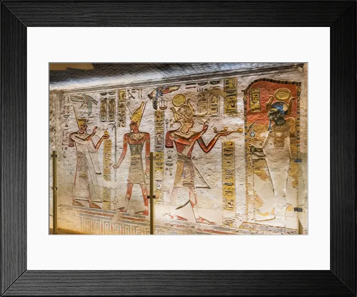 Framed Print : Valley of the Kings, burial chamber decorated with bas-relief in the tomb of Ramses IX Framed Print : Valley of the Kings, burial chamber decorated with bas-relief in the tomb of Ramses IX