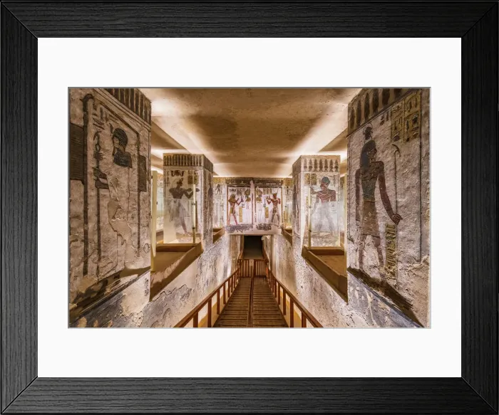 Framed Print : Valley of the Kings, burial chamber decorated with bas-relief in the tomb of Ramses IX Framed Print : Valley of the Kings, burial chamber decorated with bas-relief in the tomb of Ramses IX