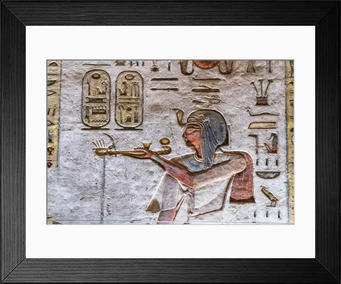 Framed Print : Valley of the Kings, burial chamber decorated with bas-relief in the tomb of Ramses IX Framed Print : Valley of the Kings, burial chamber decorated with bas-relief in the tomb of Ramses IX