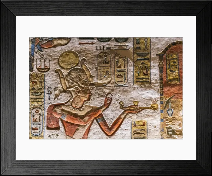Framed Print : Valley of the Kings, burial chamber decorated with bas-relief in the tomb of Ramses IX Framed Print : Valley of the Kings, burial chamber decorated with bas-relief in the tomb of Ramses IX