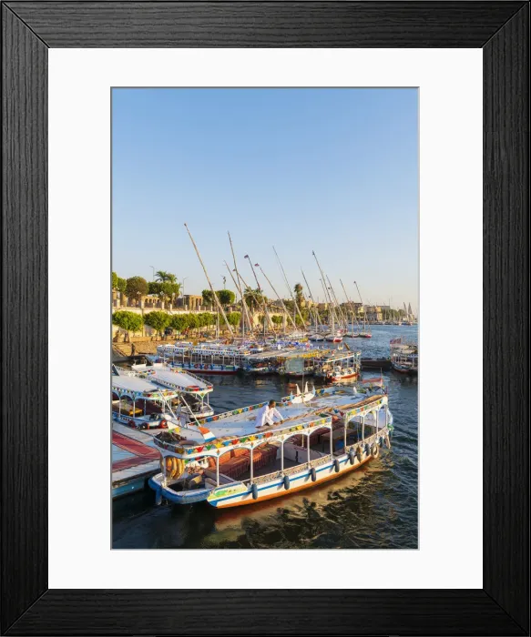 Framed Print : Boats on the river Nile in Luxor, Egypt, Africa Framed Print : Boats on the river Nile in Luxor, Egypt, Africa