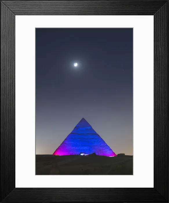 Framed Print : light show over the Pyramids of Giza, Giza, Cairo, Egypt Framed Print : light show over the Pyramids of Giza, Giza, Cairo, Egypt