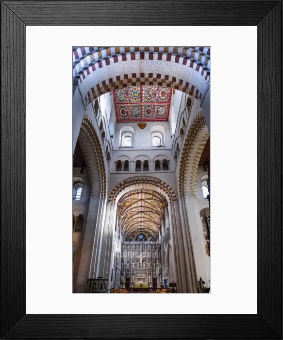 Framed Print : England, Hertfordshire, St. Albans. The medieval nave and vaulting in St. AlbanA¢€