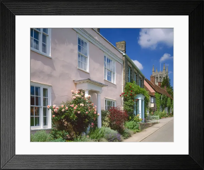 Framed Print : Georgian Houses & Church, Long Melford, Suffolk, England