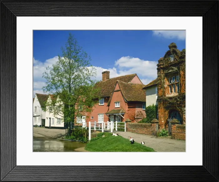 Framed Print : Cottages & Ford, Kersey, Suffolk, England Framed Print : Cottages & Ford, Kersey, Suffolk, England
