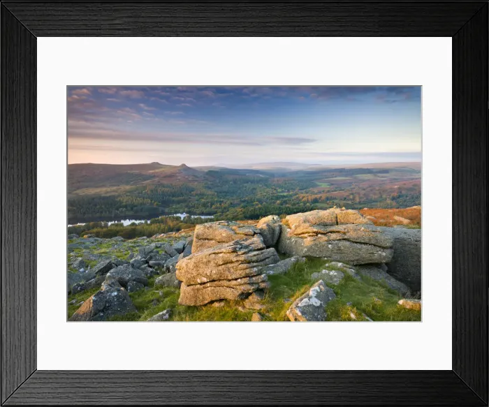Framed Print : Burrator, Leather Tor and Sharpitor viewed from Sheepstor, Dartmoor National Park, Devon