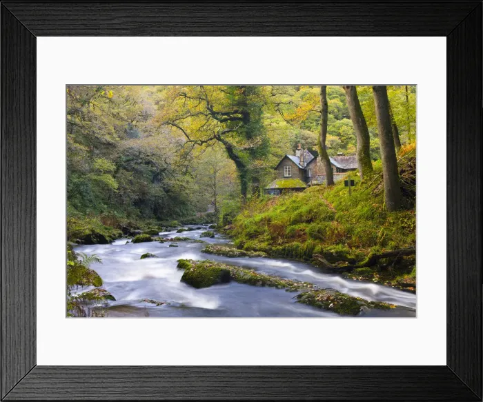 Framed Print : Watersmeet in the autumn, Exmoor National Park, Devon, England Framed Print : Watersmeet in the autumn, Exmoor National Park, Devon, England