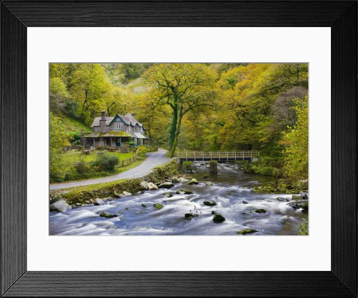 Framed Print : Watersmeet House in Autumn, Exmoor National Park, Devon, England Framed Print : Watersmeet House in Autumn, Exmoor National Park, Devon, England