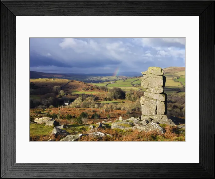 Framed Print : Bowermans Nose on Hayne Down, overlooking rolling countryside Framed Print : Bowermans Nose on Hayne Down, overlooking rolling countryside