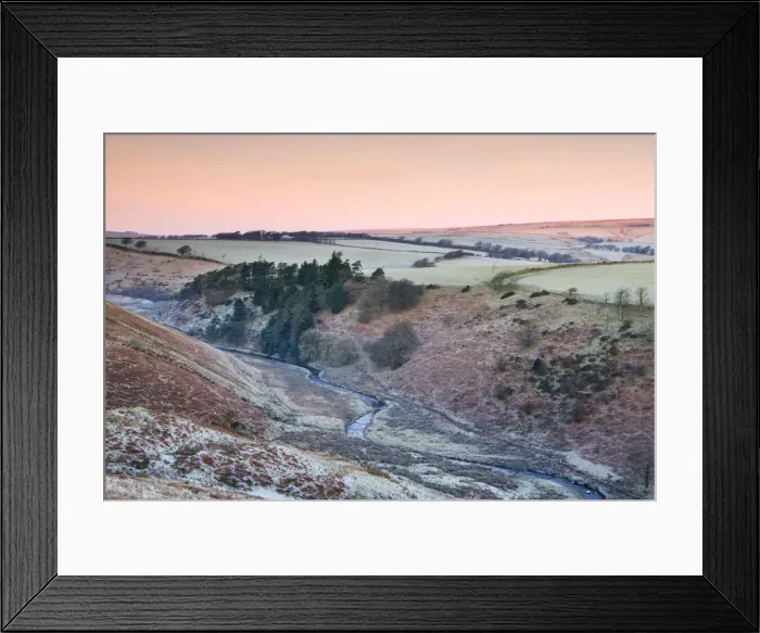 Framed Print : River Barle in the Cornham Brake valley on a frosty winter morning, Simonsbath Framed Print : River Barle in the Cornham Brake valley on a frosty winter morning, Simonsbath