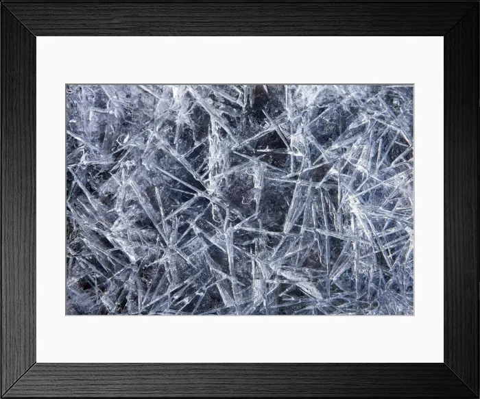 Framed Print : Ice patterns in a frozen pool, Exmoor National Park, Somerset, England
