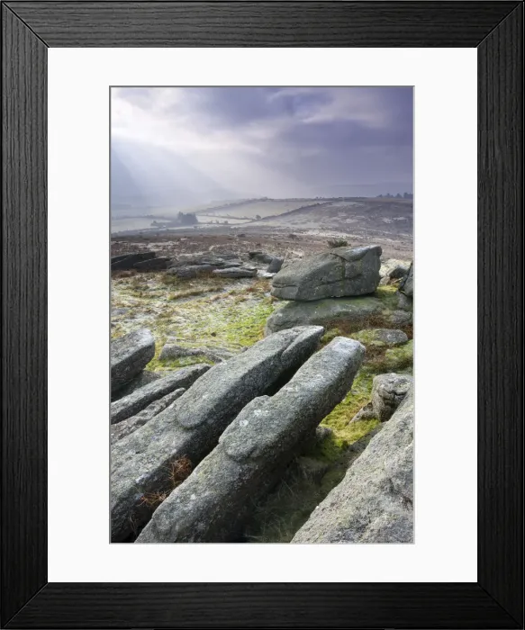 Framed Print : Granite outcrops on Hayne Down, Dartmoor National Park, Devon, England Framed Print : Granite outcrops on Hayne Down, Dartmoor National Park, Devon, England