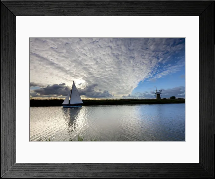 Framed Print : Sailboat on River Thurne, Norfolk Broads National Park, Norfolk, England Framed Print : Sailboat on River Thurne, Norfolk Broads National Park, Norfolk, England