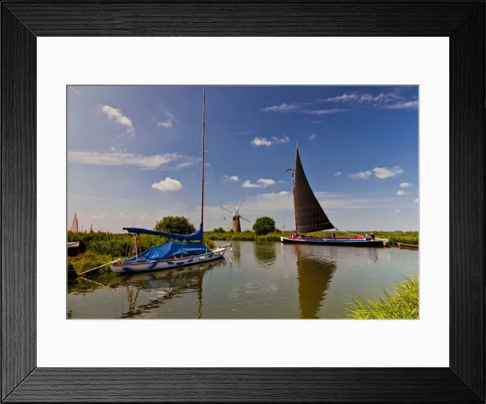 Framed Print : Wherry on River Thurne, Norfolk Broads National Park, England Framed Print : Wherry on River Thurne, Norfolk Broads National Park, England