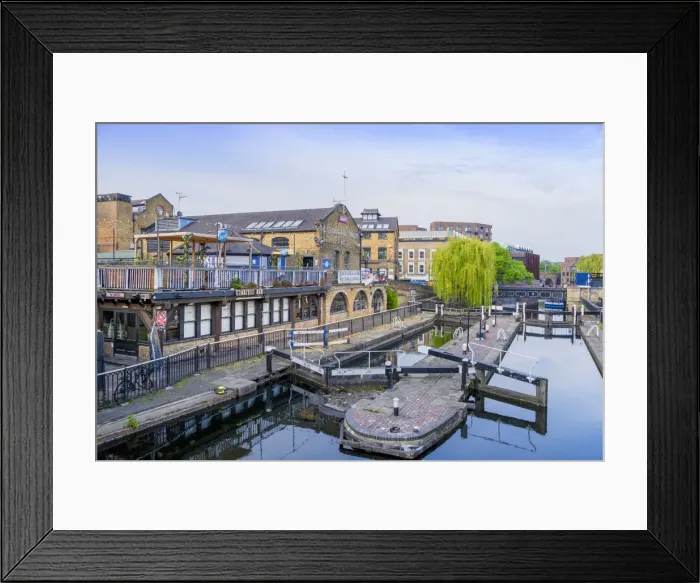 Framed Print : United Kingdom, England, London, Camden Town. Canal barges next to Camden Market Framed Print : United Kingdom, England, London, Camden Town. Canal barges next to Camden Market