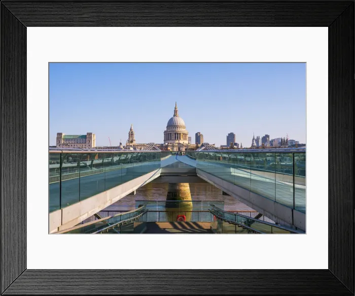 Framed Print : UK, England, London, St. Pauls Cathedral and Millennium Bridge over River Thames Framed Print : UK, England, London, St. Pauls Cathedral and Millennium Bridge over River Thames