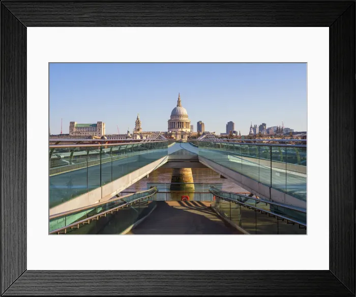 Framed Print : UK, England, London, St. Pauls Cathedral and Millennium Bridge over River Thames Framed Print : UK, England, London, St. Pauls Cathedral and Millennium Bridge over River Thames