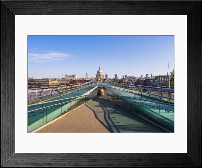 Framed Print : UK, England, London, St. Pauls Cathedral and Millennium Bridge over River Thames Framed Print : UK, England, London, St. Pauls Cathedral and Millennium Bridge over River Thames