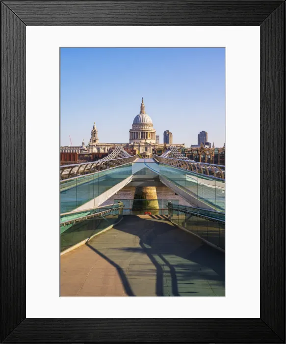 Framed Print : UK, England, London, St. Pauls Cathedral and Millennium Bridge over River Thames Framed Print : UK, England, London, St. Pauls Cathedral and Millennium Bridge over River Thames